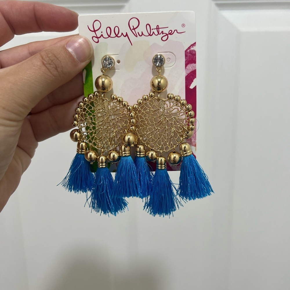 Lilly Pulitzer Gold and Cumulus Blue Earrings